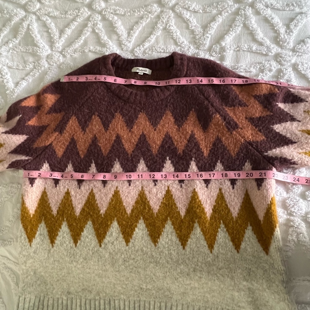 Madewell Womens Fair Isle Sweater Chevron Wool Alpaca Stretch Knit Size Medium - Picture 9 of 10
